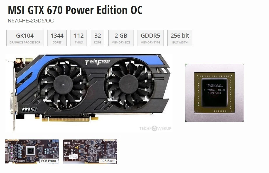 MSI GTX 670 Power Edition OC 2GB GDDR5 Graphics Card✅2x DP HDMI DVI - Image 2 of 4