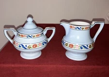 Vintage Art Deco Fraunfelter China Royal Rochester Sugar Bowl & Creamer Set 2633