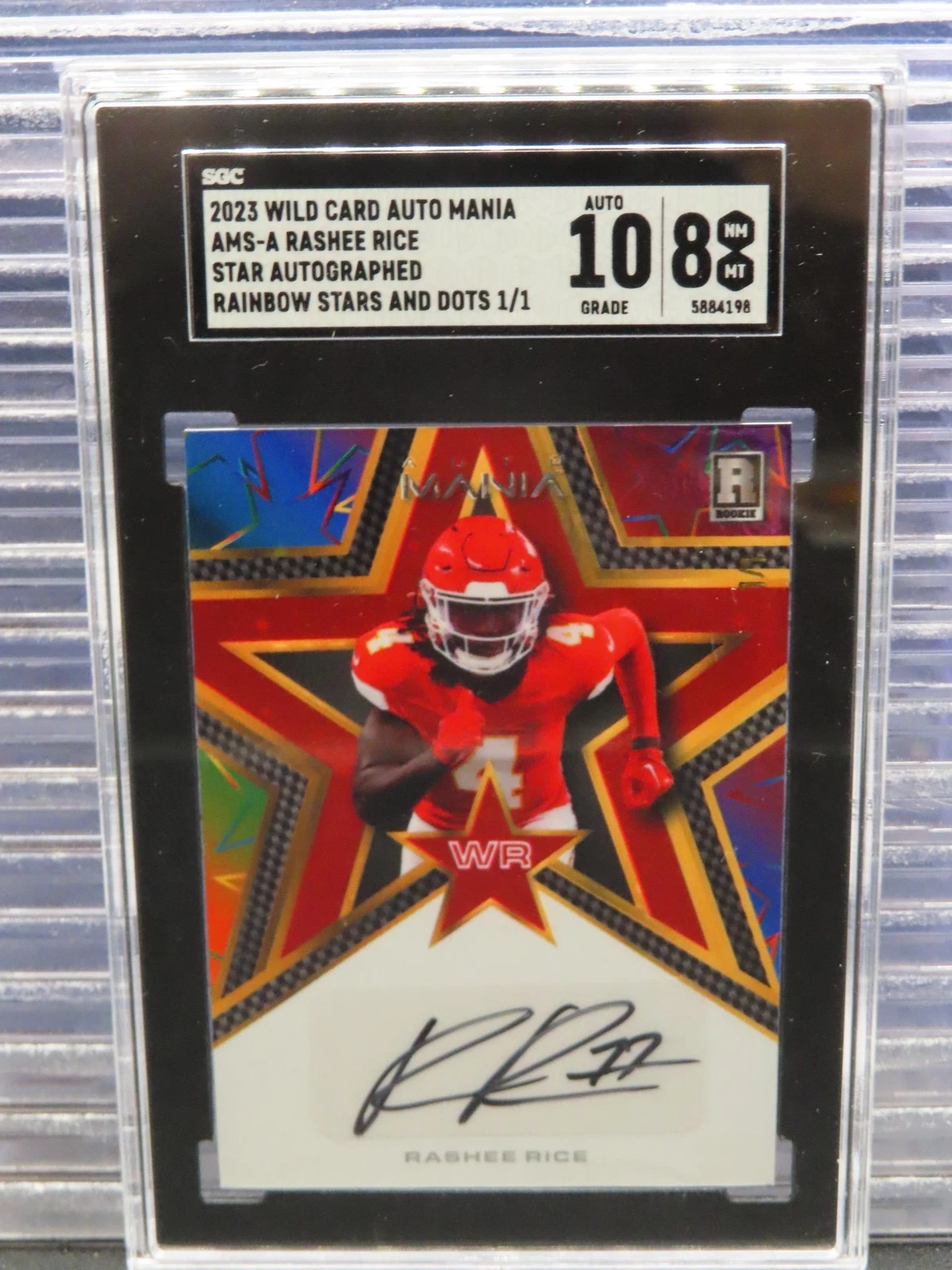 Rashee Rice Wild Card Wildchrome Draft Wildfractal Autographs #WCF80 Rainbow-Gold 1/1