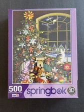 Santa's Visit Springbok 500 PCS Puzzle New/Sealed Christmas Scene USA Gifts Cat