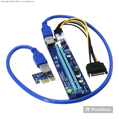 3x PCI-E Riser VER006C GPU Riser FebSmart Blue PCIE X1 to PCIE X16 Riser