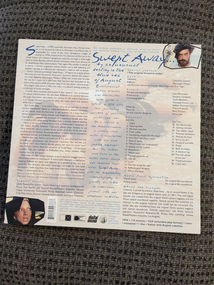 Laserdisc - Swept Away. Criterion Collection - Image 2 of 2