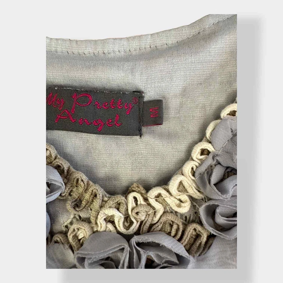 Mini Vestido My Pretty Angel Azul Polvoriento Encaje y Mezcla Floral Seda Talla M Foto 3 de 4