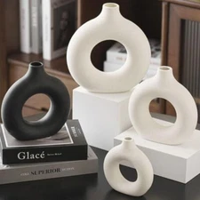 Modern Donut Vase | Minimalist Circle Flower Pot for Home & Wedding Decor