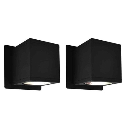 3 in.Black Outdoor LED Up-Down Cube Wall Sconce Light 3CCT 3000K-5000K 18-Wa