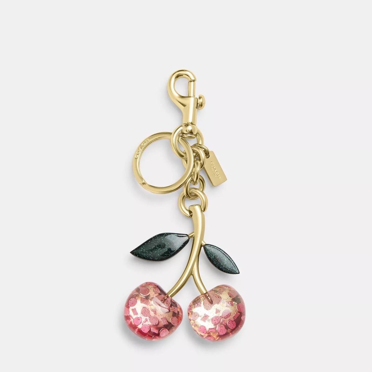 NWT Limited Coach Signature Cherry Bag Charm 88547 Gold/Pink Multi