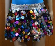 Multi Color Spangle Circle Tap Skirt Child sizes Dance Costume w/ Hair Bow NWT