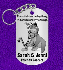 New Tigger  Eeyore BEST FRIENDS Keychain Gift, Personalized w' NAMES 