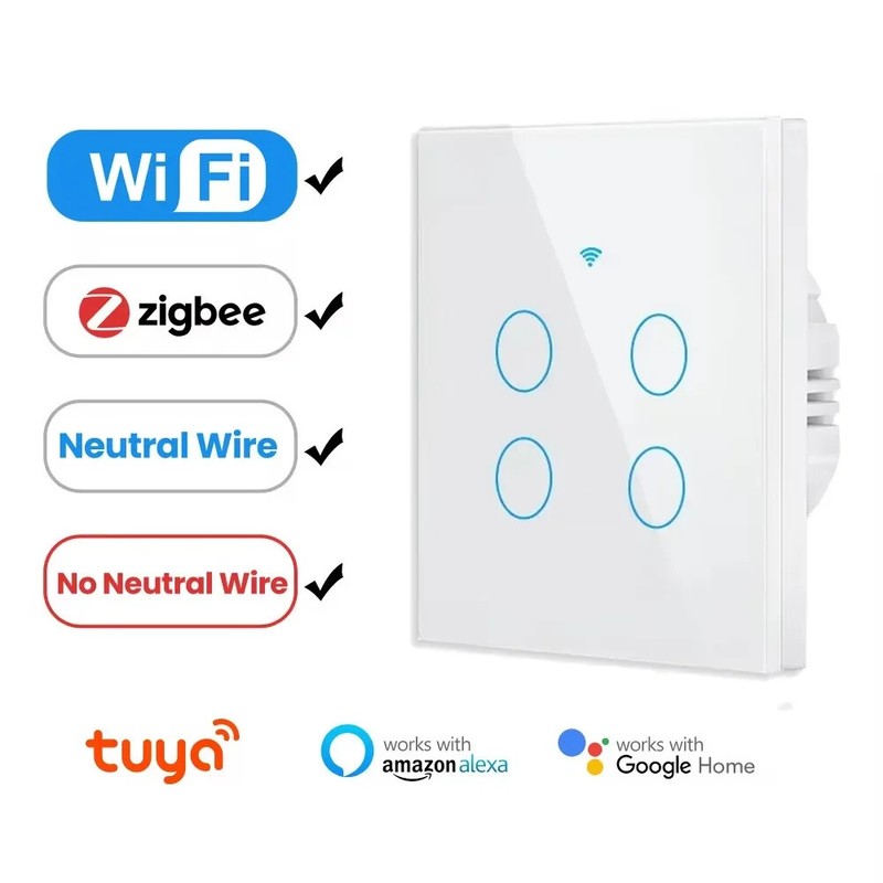 Tuya EU WiFi/Zigbee Smart Wall Switch 1/2/3/4Gang Light Switch SmartTouch Sensor