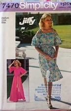~ SIMPLICITY 1976 JIFFY PATTERN SZ 10 12 14 DRESS ELASTIC NECK & WAIST UNCUT  ~