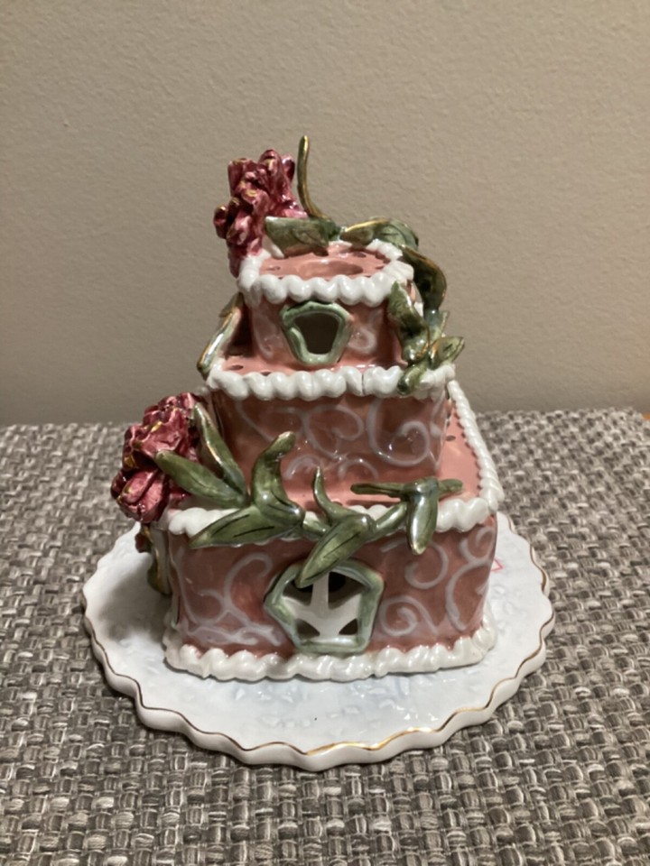 Ceramic January Birthday Cake Candle Holder Heather Goldminc Blue Sky