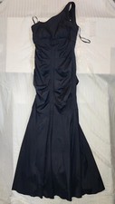 Xscape by Joanna Chen 6 Black One Strap Ruched Long Evening Mermaid Dress