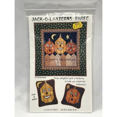Country Appliques JACK-O-LANTERNS THREE Pattern by Jan Kornfeind NIP