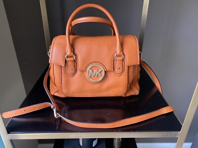 MICHAEL KORS MARGO LUGGAGE ORANGE LEATHER CROSS