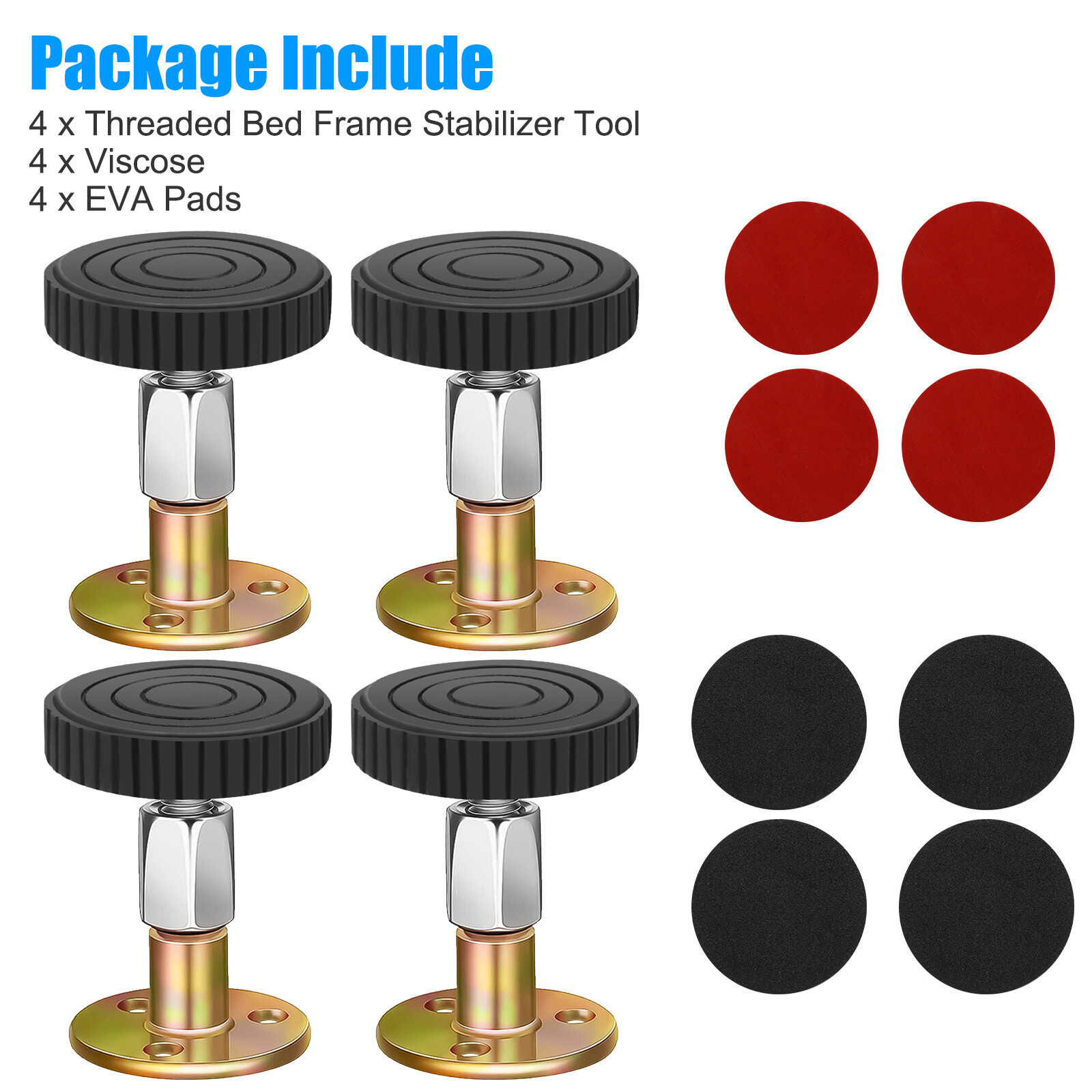 4X Bed Frame Door Anti Shake Tool Adjustable Fixer Headboard Wall Protector Pads