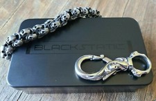 BLACKSTATIC Premium Stainless Steel Skull Bracelet  Keyring w/Metal Gift Box