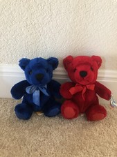 BUNDLE OF FIRST  MAIN RED   BLUE  RAINBOW BEAR  WITH VINYL FEET EARS  SIZE 6"