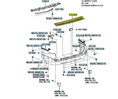 Genuine Toyota 52162-60040 Plate Rear Bumper No.1 5216260040 OEM