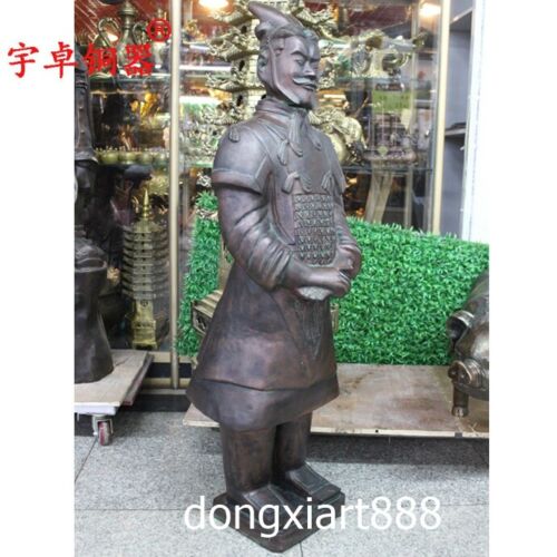 1,24 m Chine bronze pur dynastie Qin guerriers en terre cuite terre cuite statue d'armée en terre cuite - Photo 1 sur 4