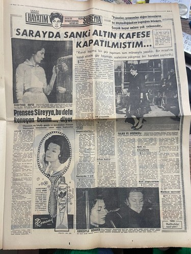 Princess Soraya Pahlavi 1963 Turkish Newspaper Magazine Reza Shah Pahlavi - Picture 2 of 2