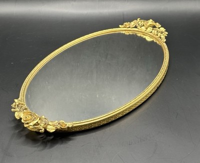 Vintage MCM Matson Gold Filigree Hollywood Regency Oval Vanity or Wall Mirror
