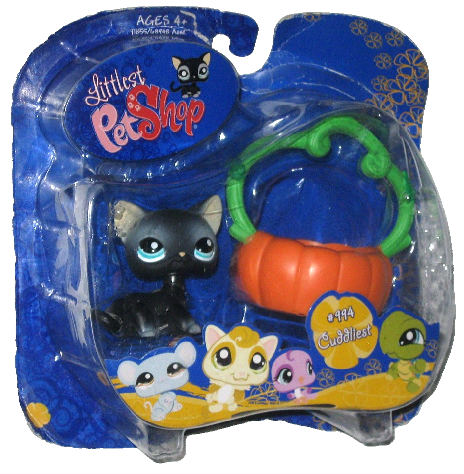 Littlest Pet Shop Black Cat Halloween Pumpkin #994 Cuddliest 2008