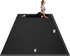 Goplus 7'x5' Large Yoga Mat 8mm Thick Non-Slip Exercise Gym Floor w/Straps