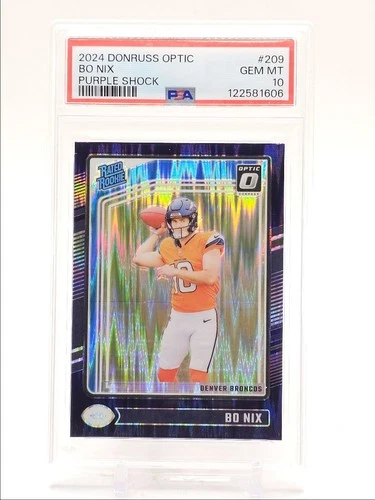BO NIX 2024 DONRUSS OPTIC RATED ROOKIE PURPLE SHOCK D RC PSA 10 Q0004