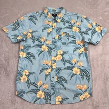 Oneill Shirt Mens Size Large Blue Floral Button Up Short Sleeve Standard Fit