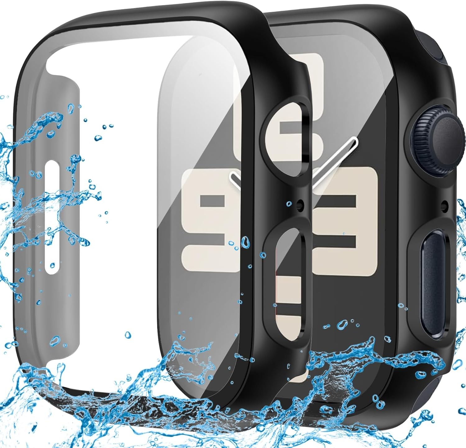 2-Pack Waterproof Case for Apple Watch SE (2nd Gen) Series 44mm, Black/Black 