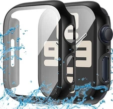 2-Pack Waterproof Case for Apple Watch SE (2nd Gen) Series 44mm, Black/Black 