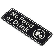 No Food Or Drinks Sign, Acrylic 9"x3" Car Wall Sticker Sign, Black