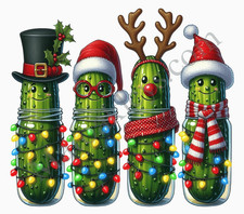 Christmas Pickle Family Lights Sublimation Print Transfer Ready To Press