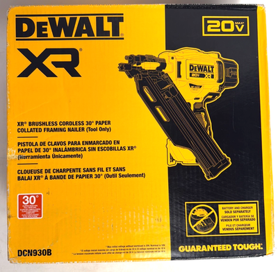 #ad NEW DeWalt DCN930B 20V MAX* XR Brushless 30° Paper Collated Framing Nailer $396.00