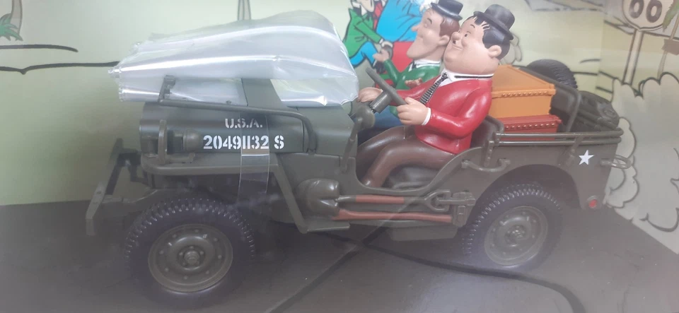  GATE 01063 1/18 1:18 Laurel And Hardy Ride on the Willy'S Jeep kaki LJ599 - Immagine 2 di 2