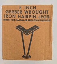 Vintage 4 Wrought Iron 6 Inch Hairpin Legs by Gerber Original Box Made In USA