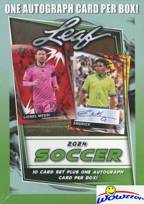 2024 Leaf Soccer Factory Sealed Blaster Box-AUTO! Messi,Ronaldo,Haaland,Pele++
