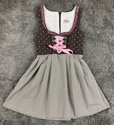 Fuchs Trachtenmoden Dirndl Dress Pink Brown Gingham Oktoberfest Bavarian  Size 38 | eBay
