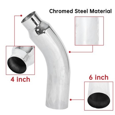 4'' - 6'' Inlet Outlet Diesel Exhaust Turndown Elbow Tip Stainless Steel 23'' Long