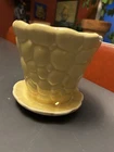 Vintage Brush McCoy Pottery Yellow Pebble Planter Pot w/ Saucer 5”