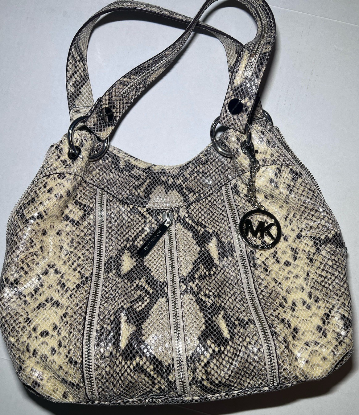 Michael Kors Python Effect Leather Shoulder Bag W… - image 1