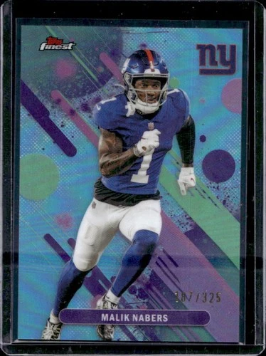 2025 Topps Finest Malik Nabers Sky Blue Refractor #/325 Giants