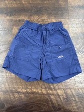AFTCO Fishing Shorts Boys Size 24 Blue Elastic Waist Pockets Outdoors UV Protect