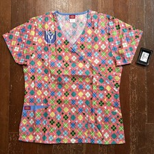 Dickies Print Women's Short Sleeve Scrub Top With Pockets - Medium - Multicolor
