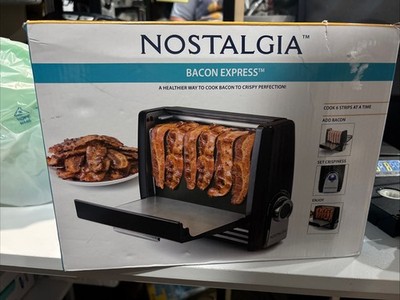 Nostalgia Bacon Express Vertical Bacon Cooker BCN6BK Crispy Bacon Maker DripTray
