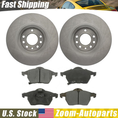 Front Brake Rotors + Ceramic Brake Pads for 2000-2002 Saab 9-3