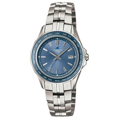 Unbenutzte CASIO OCEANUS OCW-S40-2AJF Blue Solar Titanium Damenuhr in Box