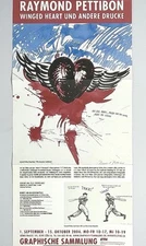 Raymond Pettibon 2004 Winged Heart Art Poster German 25” x 12”
