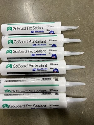6 Pack GoBoard PRO Sealant White 10.3oz Tube Joint Sealant **tips Bent
