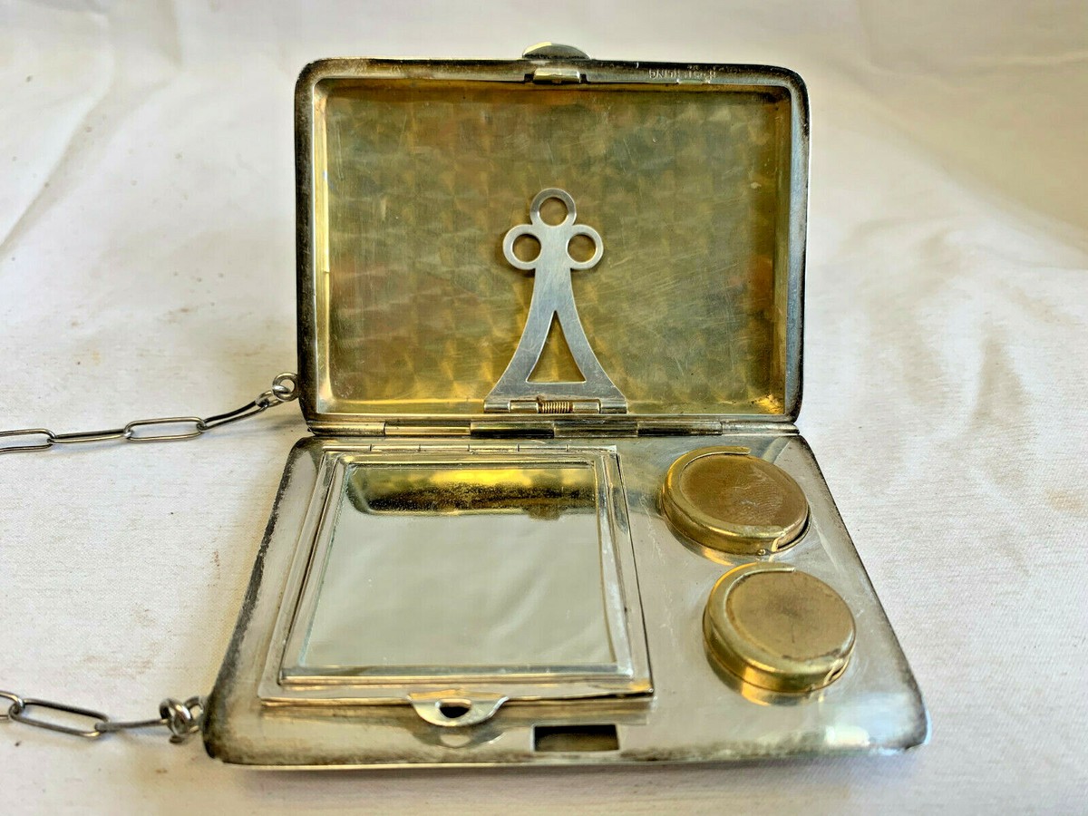 非売品 マーク 小物入れ Vtg Sterling Silver Coin Purse Compact 103.71g Etched Floral